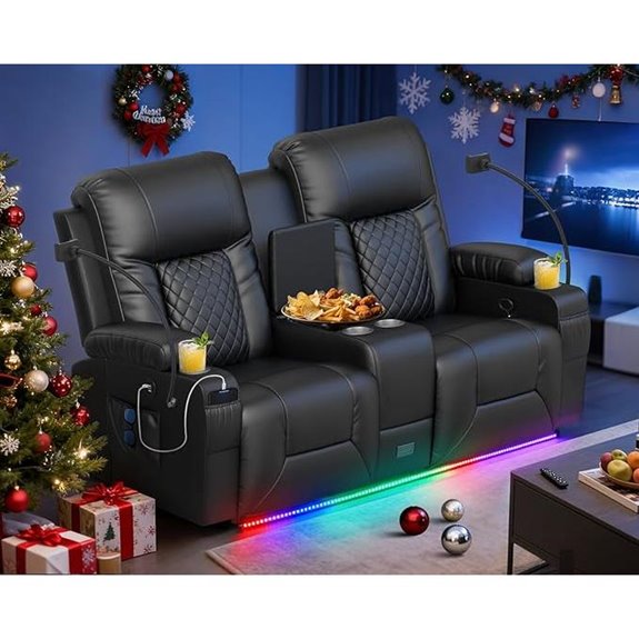 Reclining Loveseat Sofa with Center Console & USB