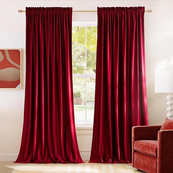 NICETOWN Red Velvet Blackout Curtains 84-inch 2 Panels