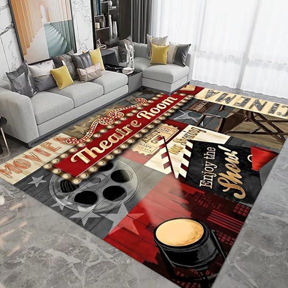 Vintage Movie Theater Area Rug Non-Slip Cozy Carpet
