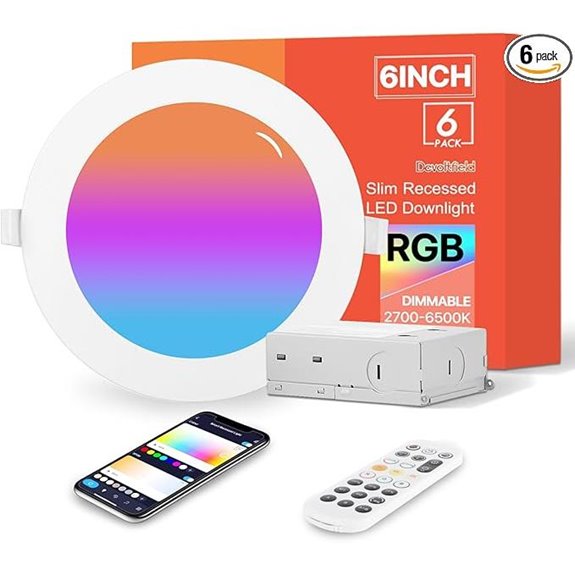 6-Pack RGB Wi-Fi Recessed Smart LED Lights