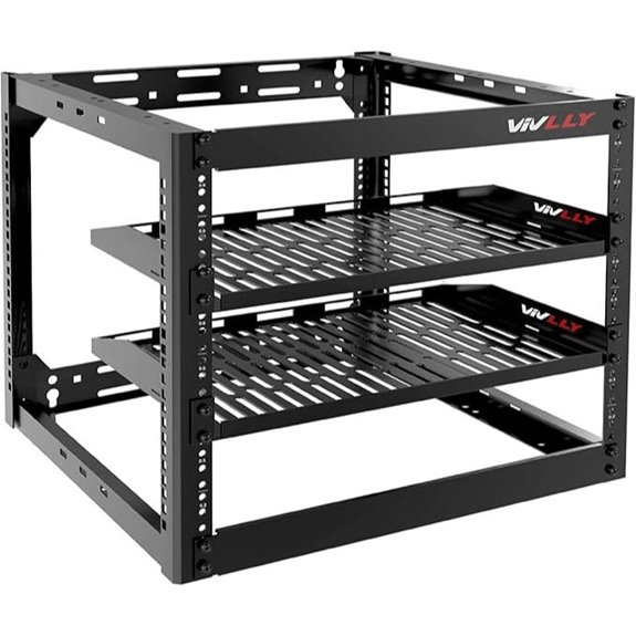 Heavy Duty 10U Open Frame Network Rack with Shelves
