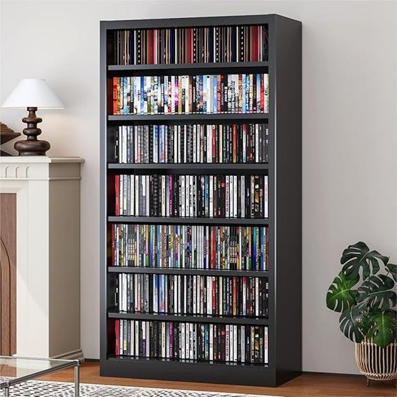 7-Tier Metal DVD and CD Storage Organizer