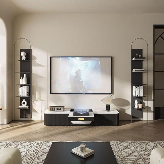 POVISON Modern Sintered Stone TV Stand with Storage