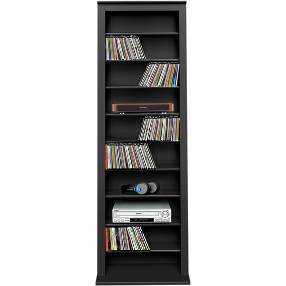Prepac Narrow Cabinet Media Storage Slim Barrister Tower Black