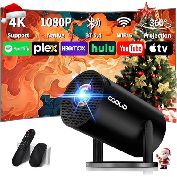 Mini 4K Portable Projector with WiFi 6 & Bluetooth 5.4