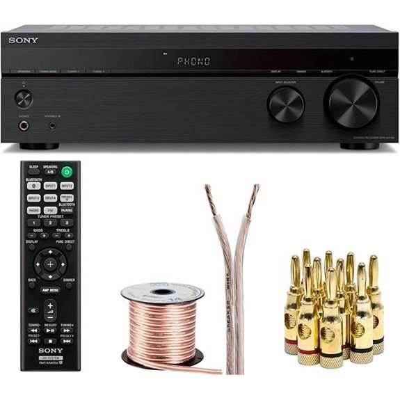 Sony Stereo Receiver Bundle with Speaker Wires and Plugs