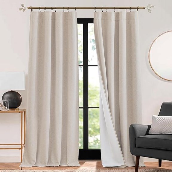RYB HOME 3-in-1 Soundproof Linen Curtains (W52xL95)