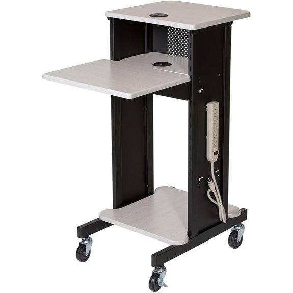 OEF Presentation Cart and Stand Steel Frame Ivory