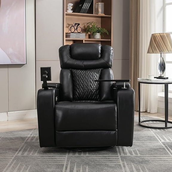 270° Swivel PU Leather Recliner with Storage
