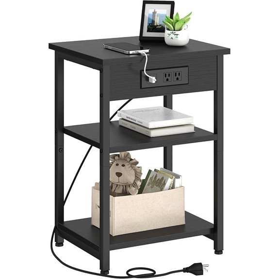 End Table with USB Ports and Storage