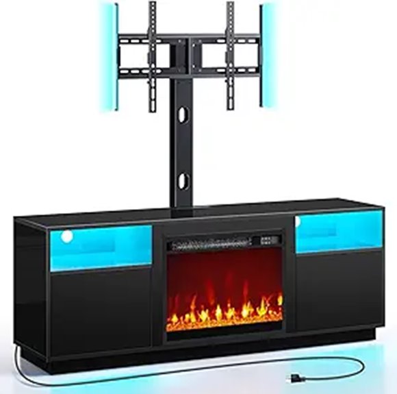 Rolanstar TV Stand with Fireplace and LED Lights