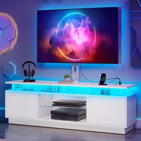 YITAHOME TV Stand with Mount LED Light Storage