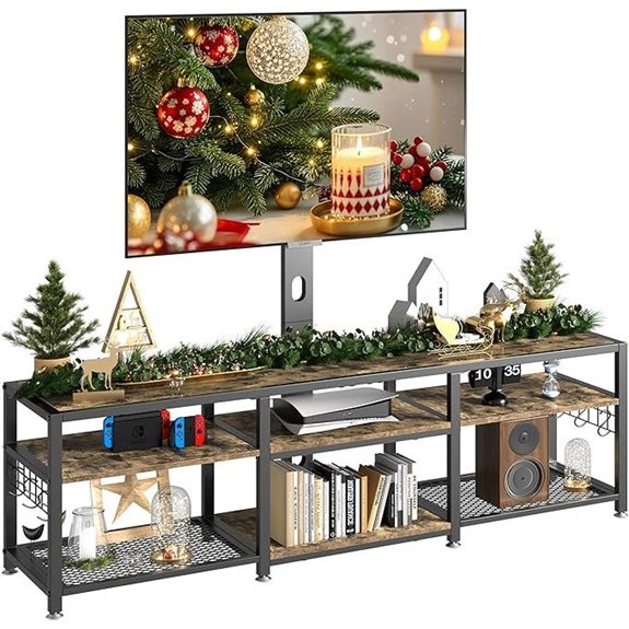 VECELO 63 TV Stand with Mount and Outlets