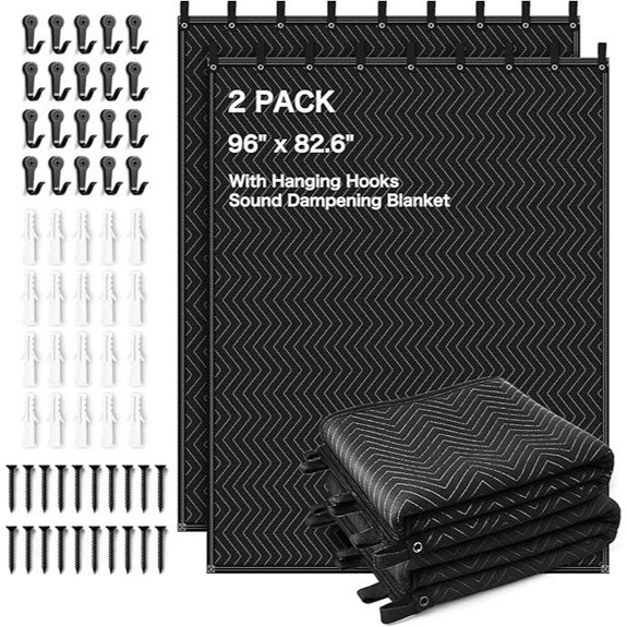 2-Pack Large Sound Dampening Studio Blankets