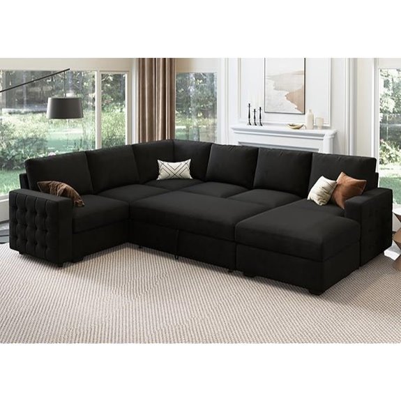 HONBAY U-Shape Sectional Sofa with Storage Bed