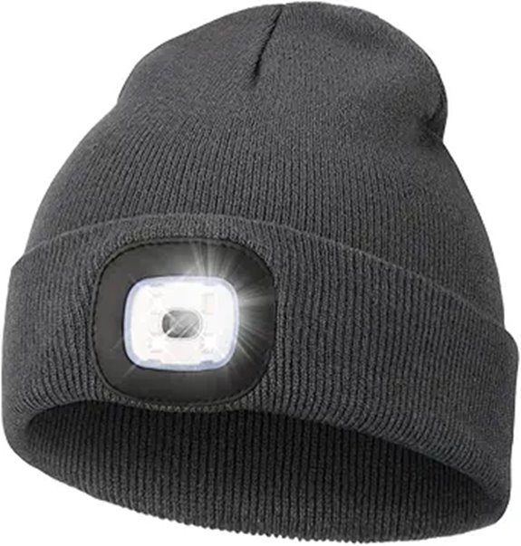 MELASA Unisex Headlamp Beanie with USB Rechargeable Light