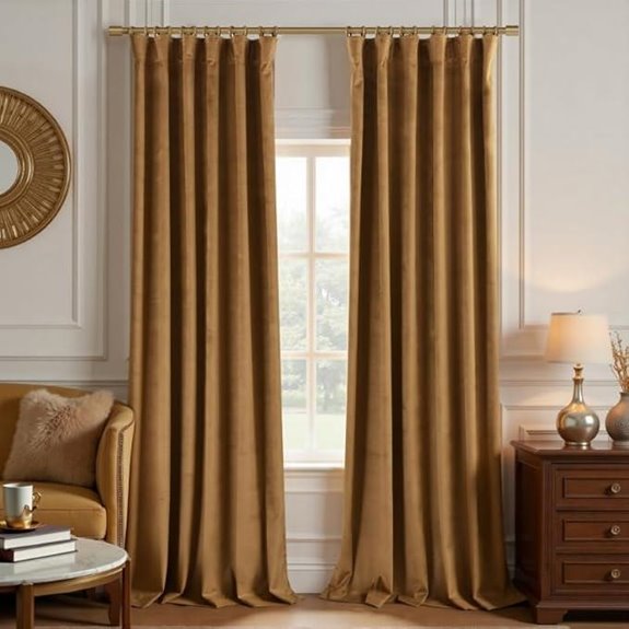 KOUFALL Velvet Blackout Curtain 96 Inch 2 Panels