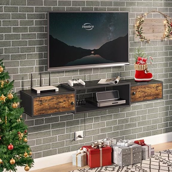 HOOBRO 55 Wall-Mounted TV Stand with Power Outlet