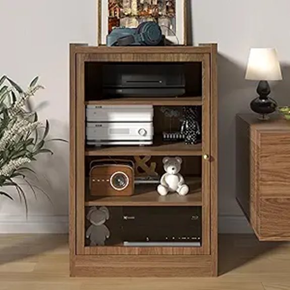 Walnut 5-Tier Media Shelf with Cable Management