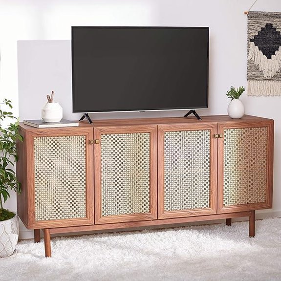 Safavieh Walnut & Gold TV Stand for 70 Flatscreen