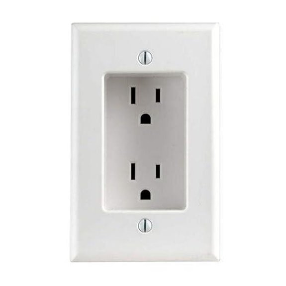 Leviton 689-W 15 Amp Recessed Duplex Outlet White
