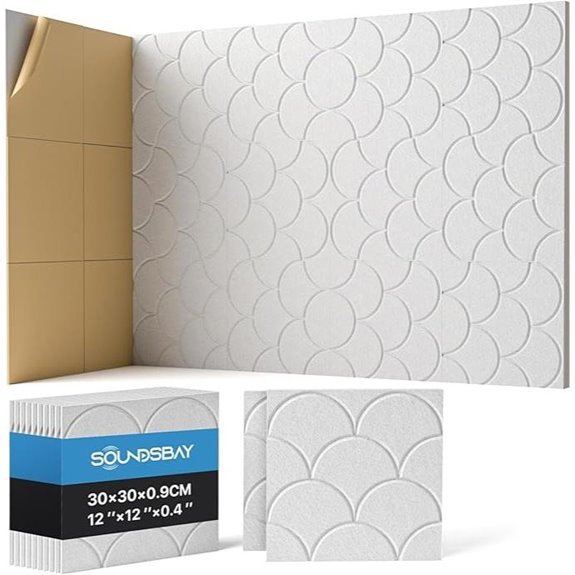 12-Pack White Acoustic Wall Panels