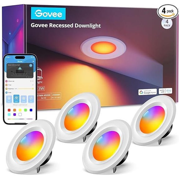 Govee 6-Inch Wi-Fi RGBWW Recessed Can Lights (4-Pack)