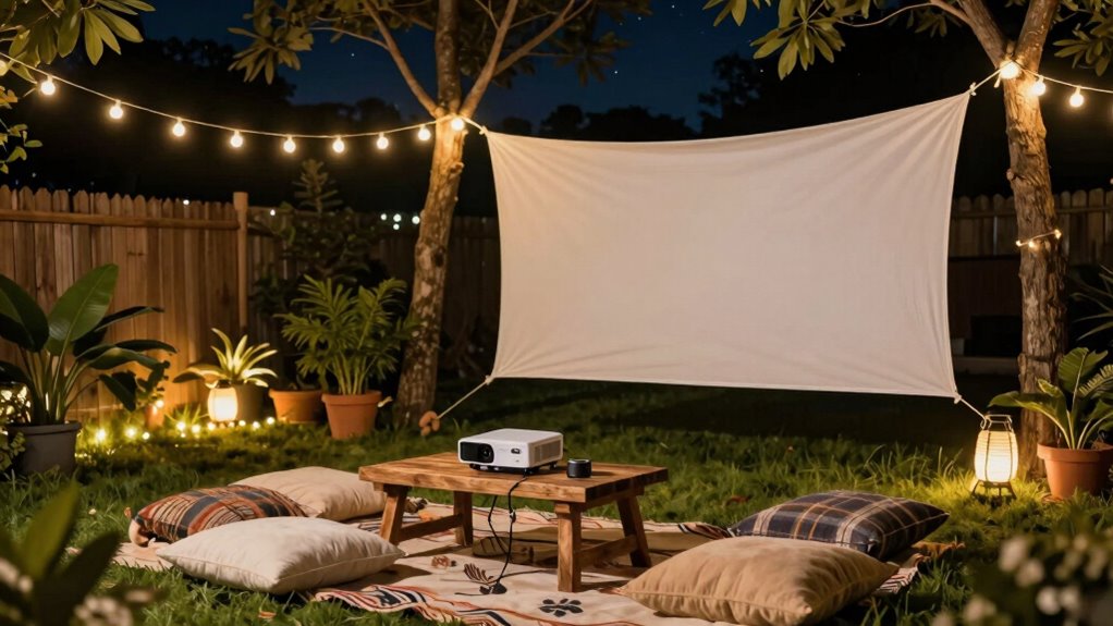 budget backyard movie setup
